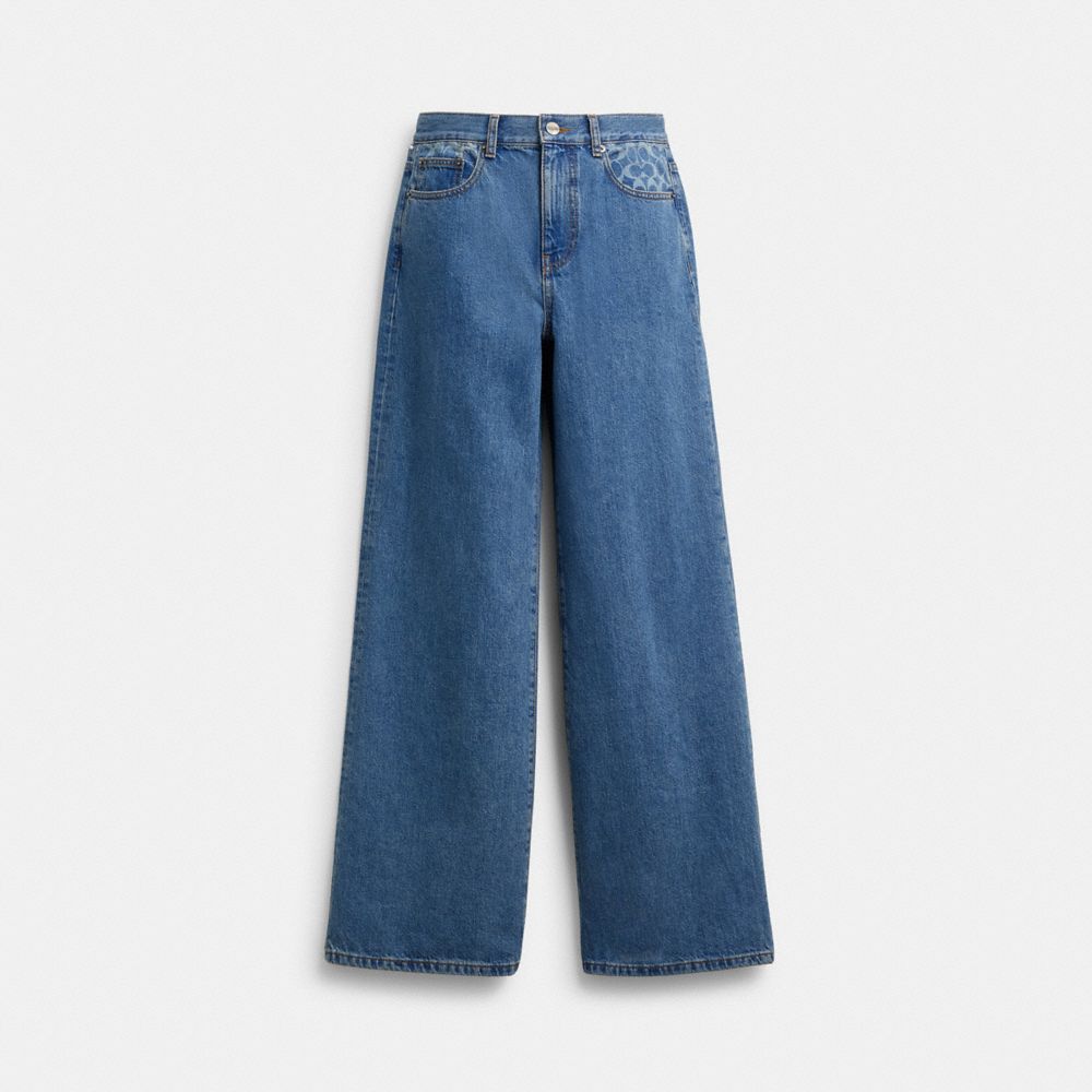 Coach High Rise Denim Jeans Hudson Medium Wash