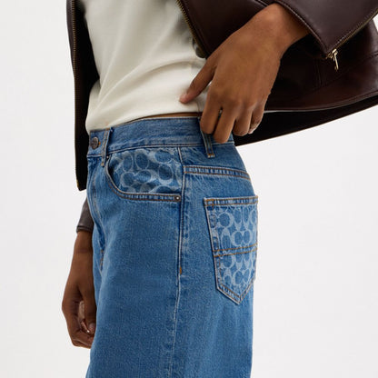 Coach High Rise Denim Jeans Hudson Medium Wash