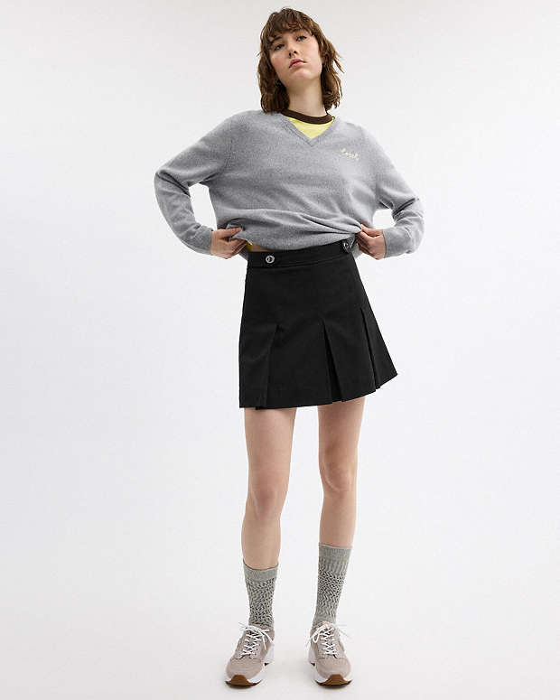 Mini Skirt With Turnlocks Black Black