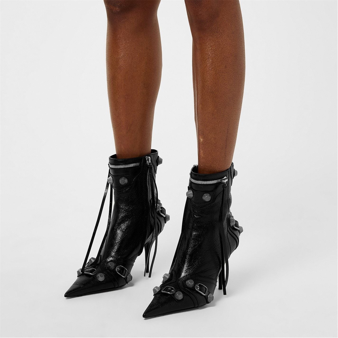  Cagole 90mm Ankle Boots Black Silver