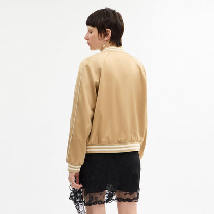 Coach Reversible Signature Souvenir Varsity Jacket Beige