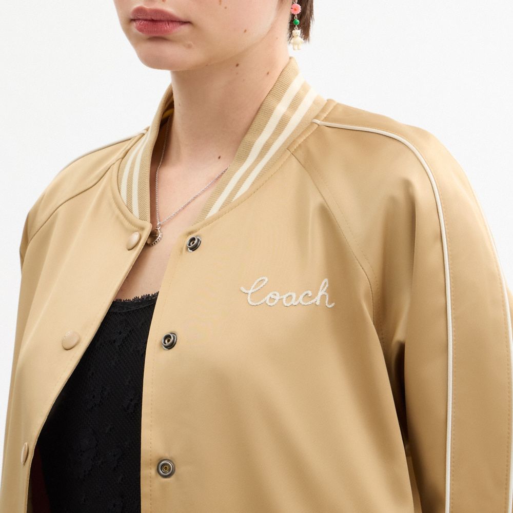 Coach Reversible Signature Souvenir Varsity Jacket Beige