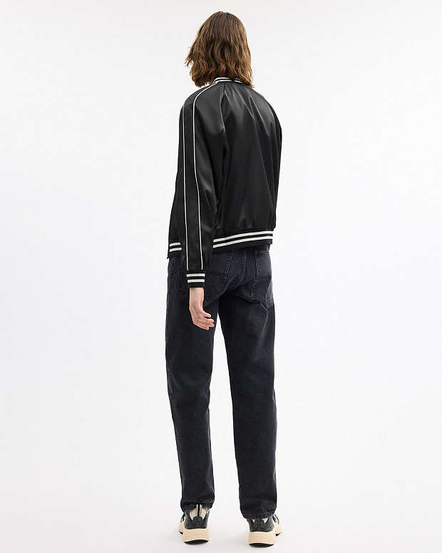 Reversible Signature Souvenir Varsity Jacket Black Black
