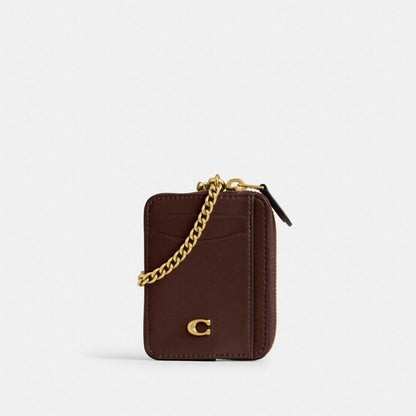 Coach Essential Chain Card Case Brass Maple