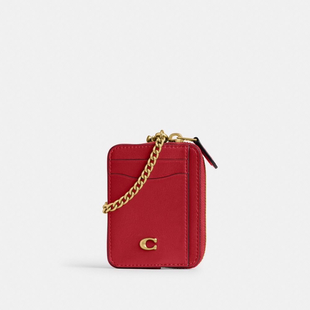 Coach Essential Chain Card Case Brass/Poppy