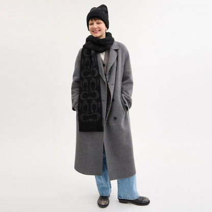 Coach Signature Knit Boucle Oversized Muffler Black