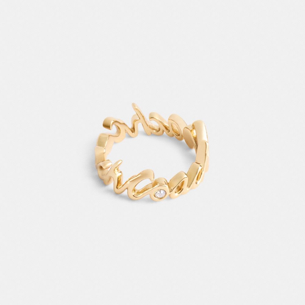 Coach Coach Script Ring Gold