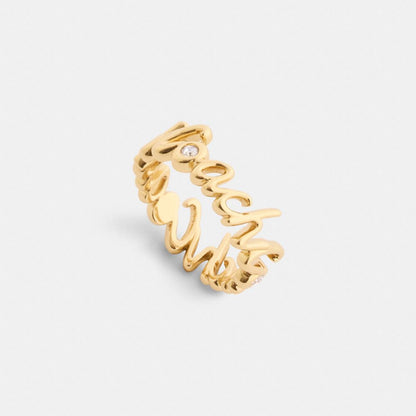 Coach Coach Script Ring Gold