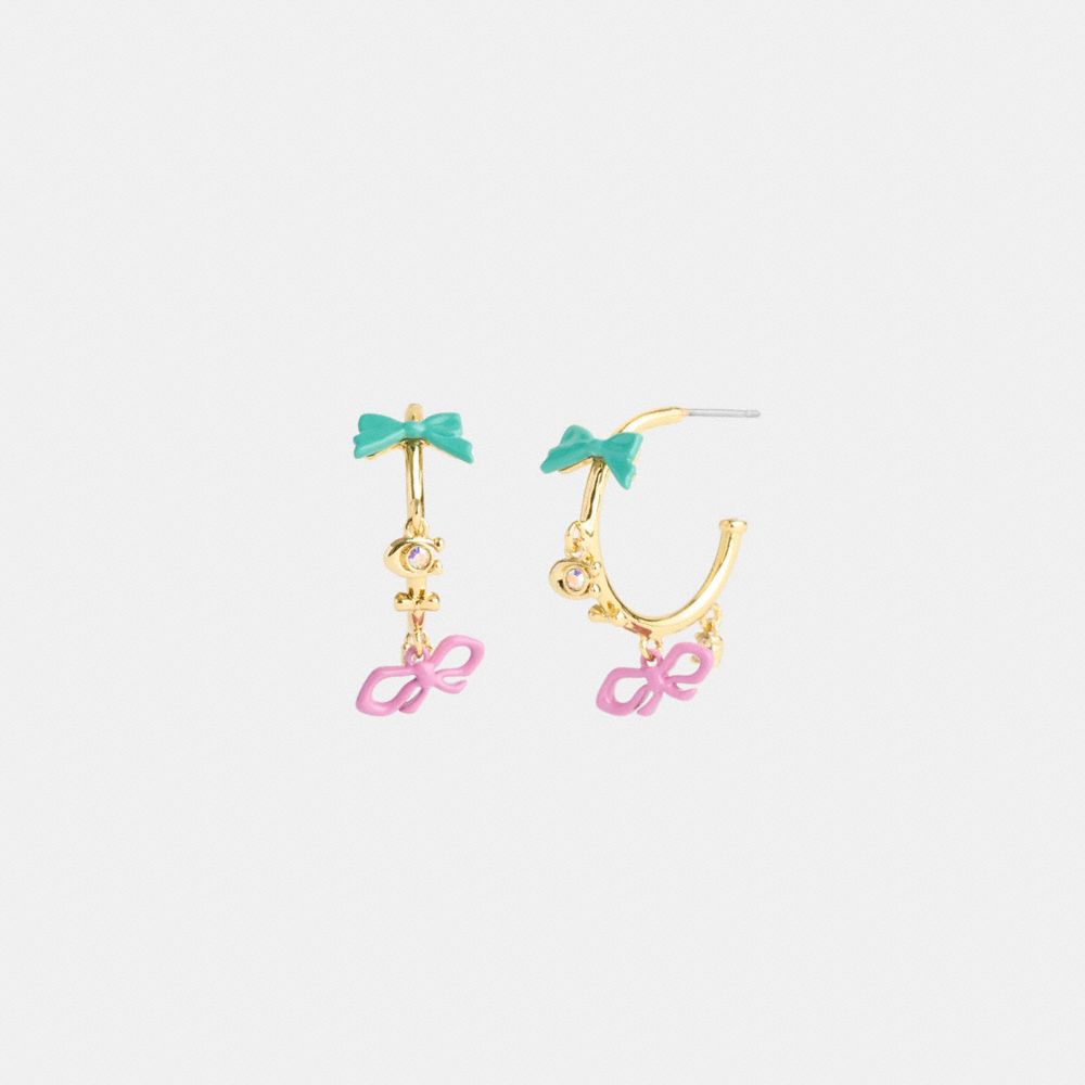 Mini Bow Charm Huggie Earrings Gold-Multi Gold-Multi