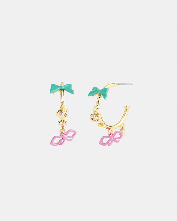 Mini Bow Charm Huggie Earrings Gold-Multi Gold-Multi