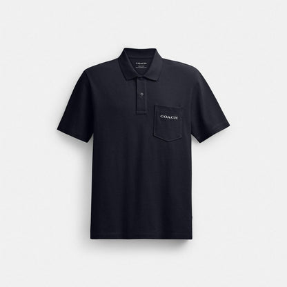 Coach Pocket Polo In Organic Cotton Navy