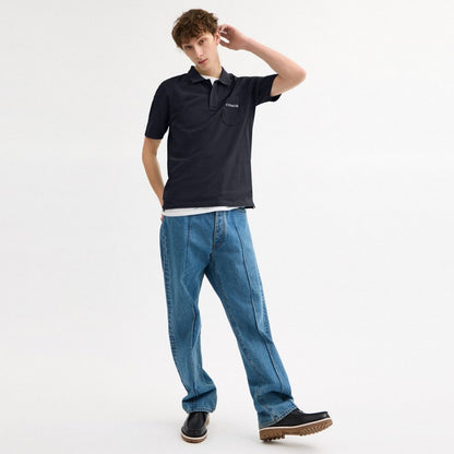 Coach Pocket Polo In Organic Cotton Navy