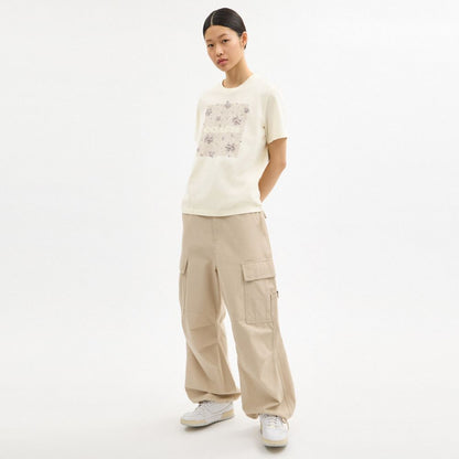 Coach Spring Blossom Signature Square Classic T Shirt In Organic Cotton Cream
