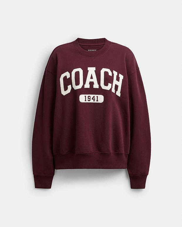 Sporty Signature Boyfriend Crewneck Sweatshirt Burgundy Burgundy