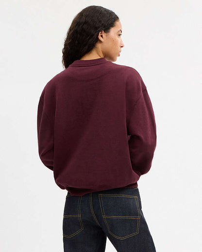 Sporty Signature Boyfriend Crewneck Sweatshirt Burgundy Burgundy