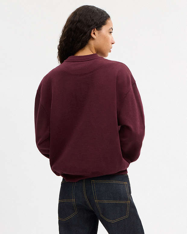 Sporty Signature Boyfriend Crewneck Sweatshirt Burgundy Burgundy