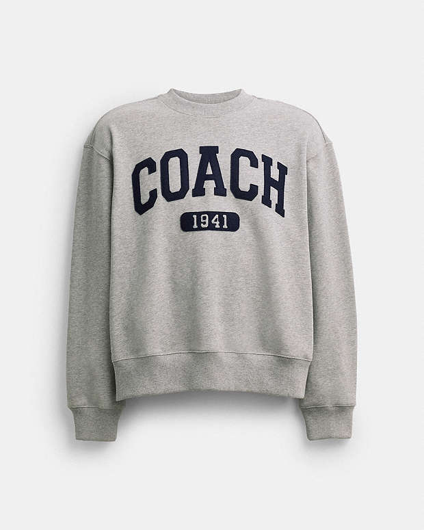 Sporty Signature Boyfriend Crewneck Sweatshirt Heather Grey Heather Grey