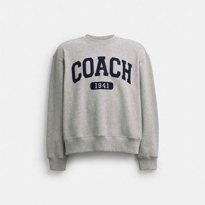 Coach Sporty Boyfriend Crewneck Sweatshirt Heather Grey