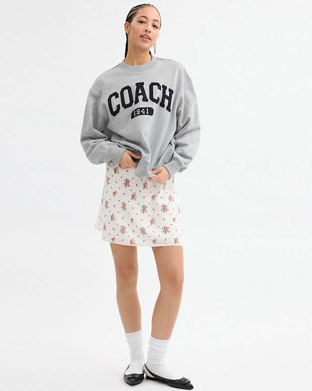 Sporty Signature Boyfriend Crewneck Sweatshirt Heather Grey Heather Grey