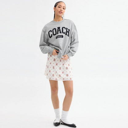 Coach Sporty Boyfriend Crewneck Sweatshirt Heather Grey