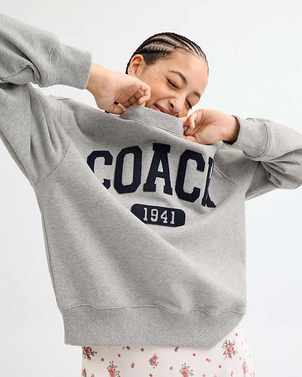 Sporty Signature Boyfriend Crewneck Sweatshirt Heather Grey Heather Grey