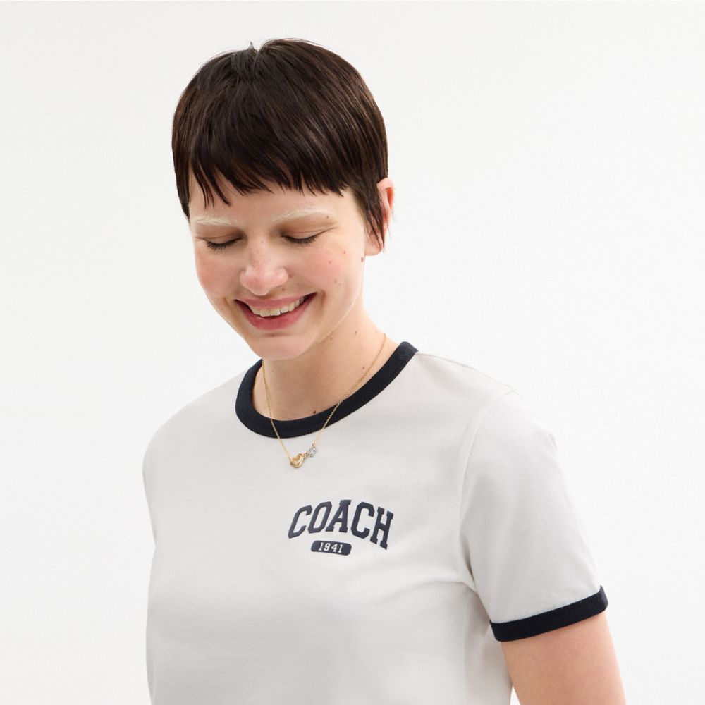 Coach Sporty Signature Classic 70 S T Shirt In Organic Cotton White
