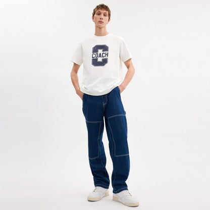 Coach Varsity Classic T Shirt In Organic Cotton Vintage Ivory