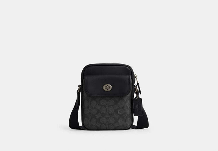 Turnlock Crossbody Bag In Signature Canvas Signature Canvas-Gunmetal-Charcoal-Black Signature Canvas-Gunmetal-Charcoal-Black