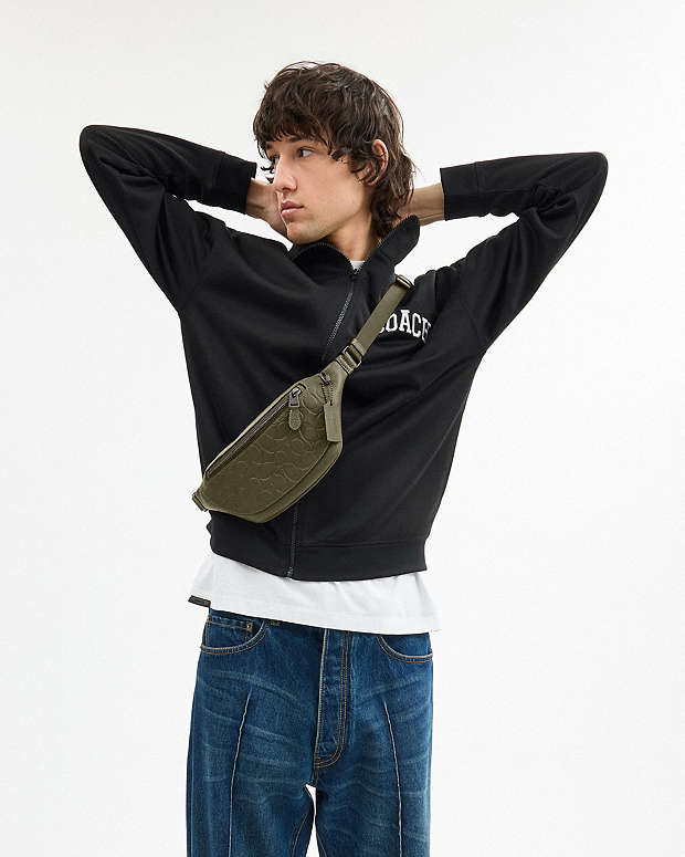 Warren Mini Belt Bag In Signature Leather Black Copper-Olive Drab Black Copper-Olive Drab