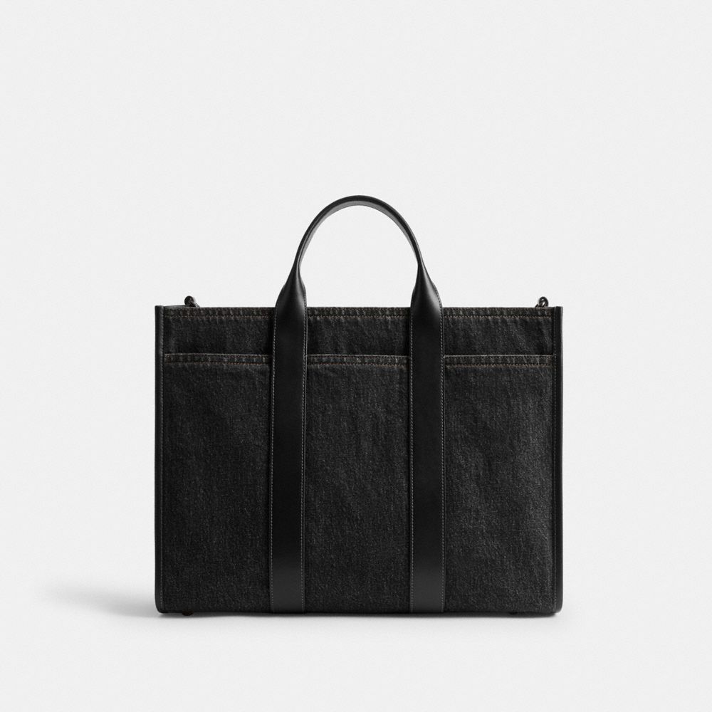 Coach Wesley Tote In Denim Washed Black