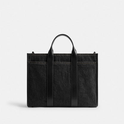 Coach Wesley Tote In Denim Washed Black