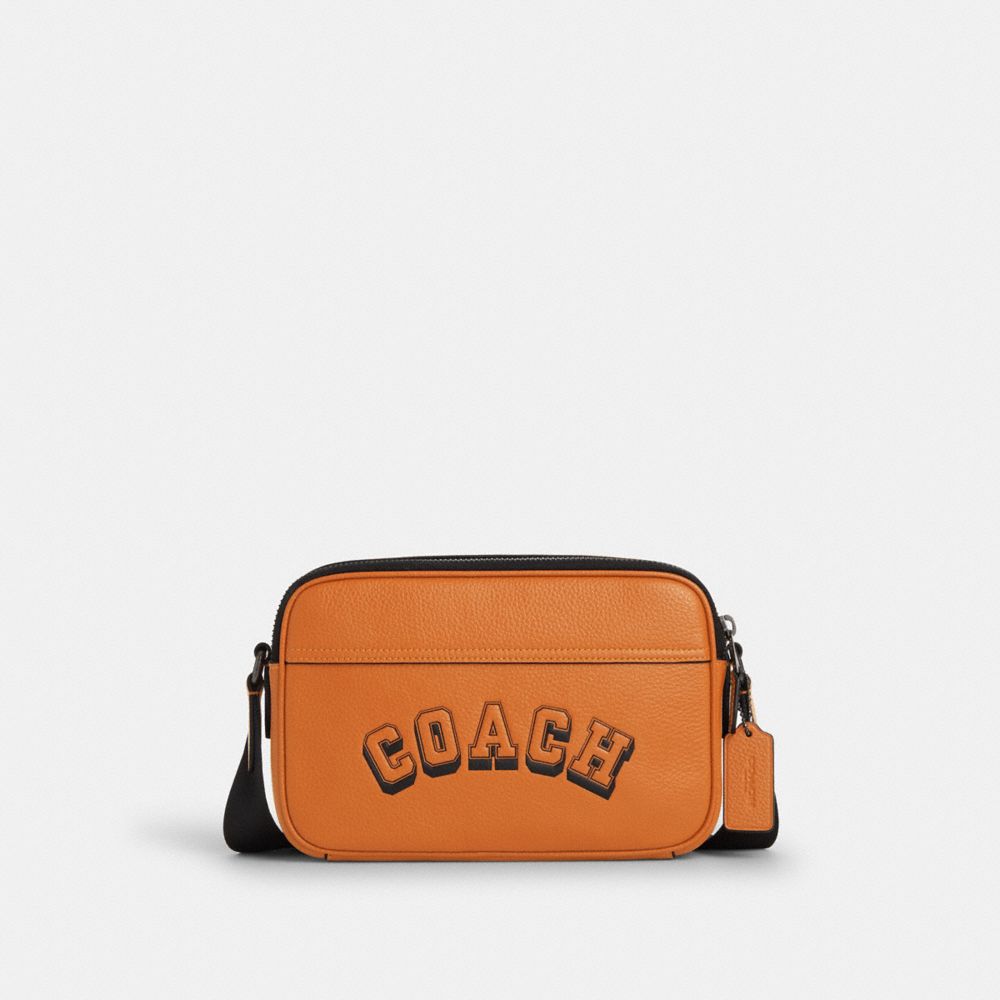 Coach Graham Crossbody Bag With Varsity Motif Qb Toffee Black