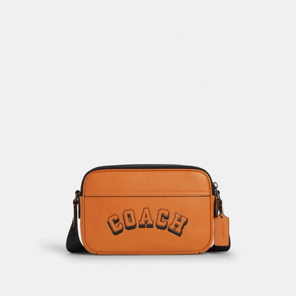 Coach Graham Crossbody Bag With Varsity Motif Qb Toffee Black