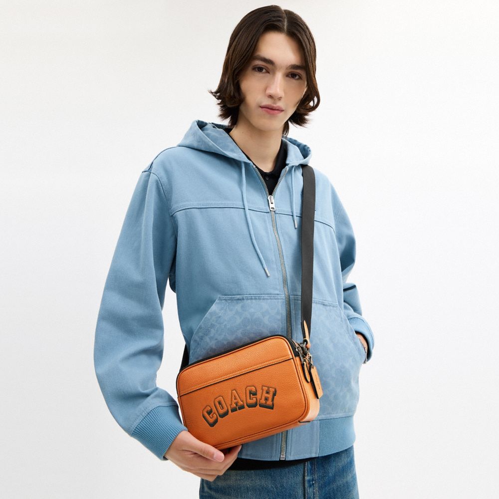 Coach Graham Crossbody Bag With Varsity Motif Qb Toffee Black