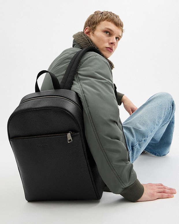 Owen Backpack Pebbled Leather-Gunmetal-Black Pebbled Leather-Gunmetal-Black