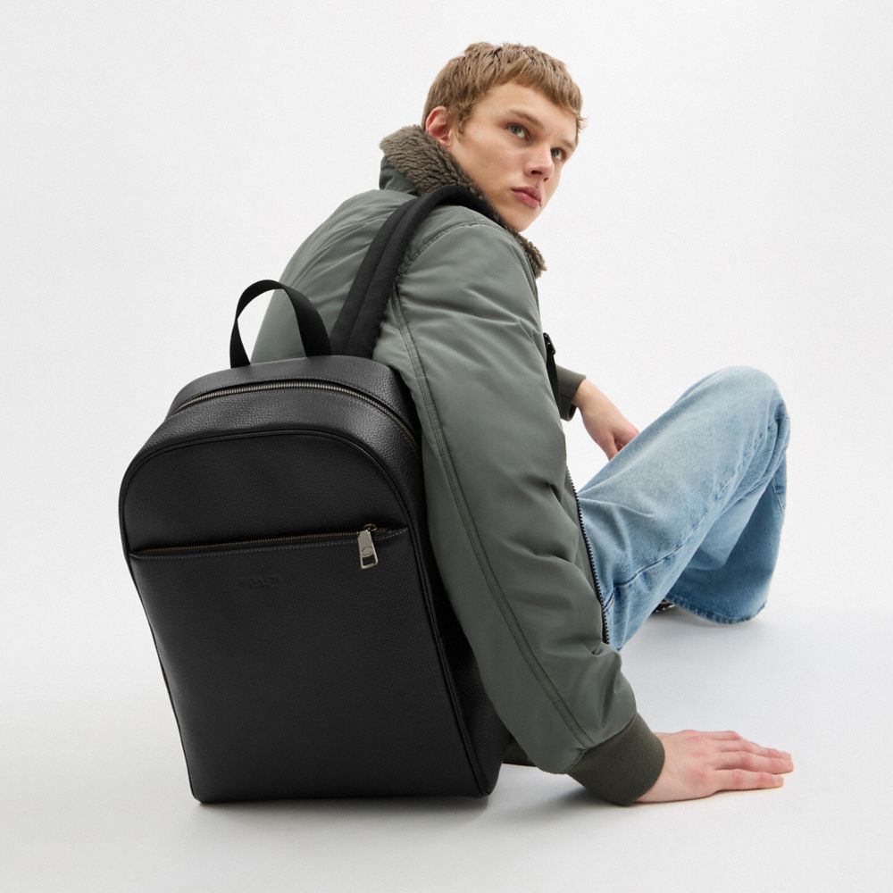 Owen Backpack Pebbled Leather-Gunmetal-Black Pebbled Leather-Gunmetal-Black