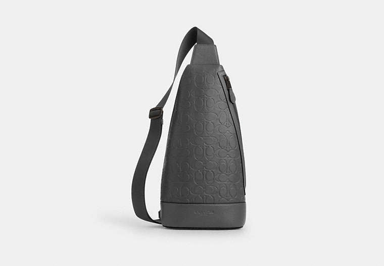 Dominic Sling Pack In Signature Leather Embossed Leather-Black Copper-Charcoal Embossed Leather-Black Copper-Charcoal