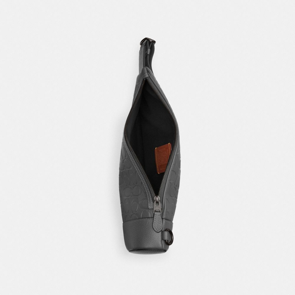 Dominic Sling Pack In Signature Leather Embossed Leather-Black Copper-Charcoal Embossed Leather-Black Copper-Charcoal