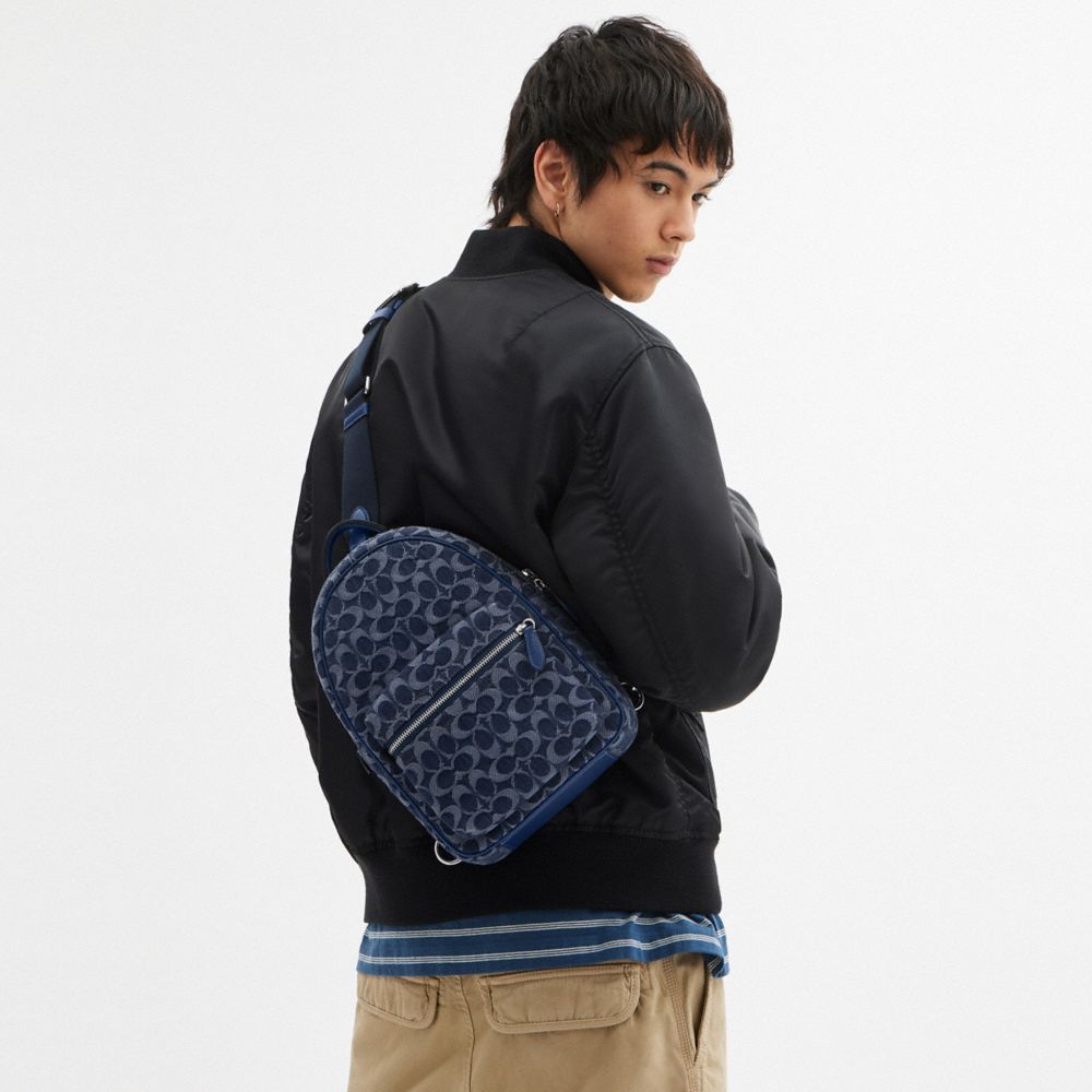 Coach Charter Pack In Signature Denim Deep Blue