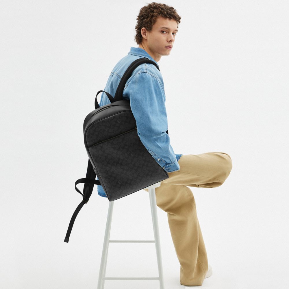 Owen Backpack In Signature Canvas Signature Canvas-Gunmetal-Charcoal-Black Signature Canvas-Gunmetal-Charcoal-Black