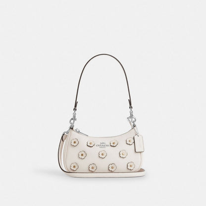 Coach Teri Mini Crossbody Bag With Floral Applique Silver Chalk