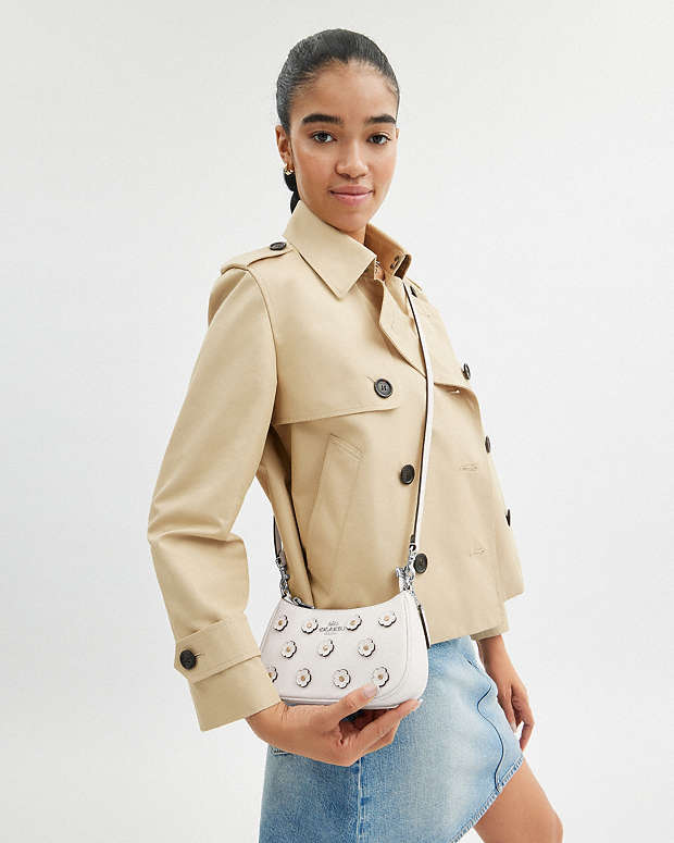 Teri Mini Crossbody Bag With Floral Applique Pebbled Leather-Silver-Chalk Pebbled Leather-Silver-Chalk