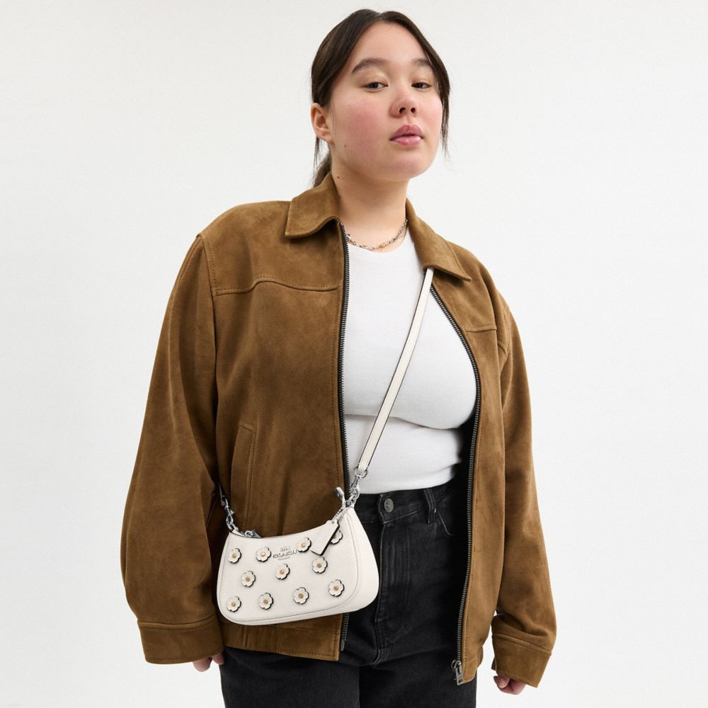 Coach Teri Mini Crossbody Bag With Floral Applique Silver Chalk