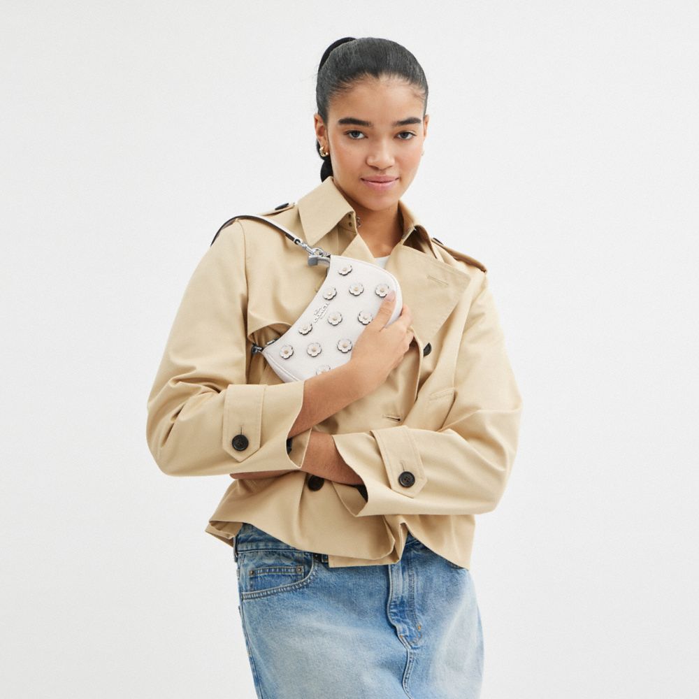 Coach Teri Mini Crossbody Bag With Floral Applique Silver Chalk