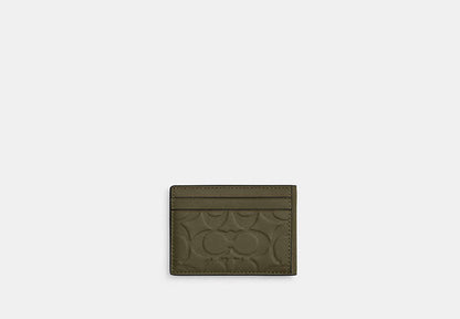 Compact Billfold Wallet In Signature Leather Embossed Leather-Olive Drab Embossed Leather-Olive Drab