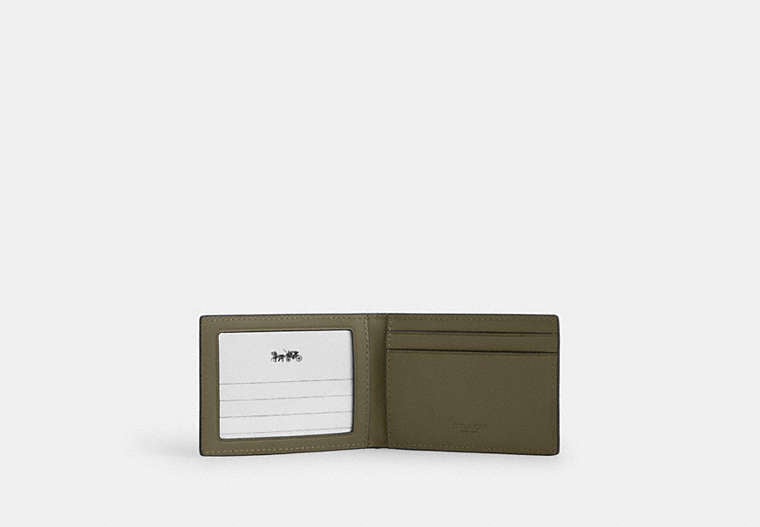 Compact Billfold Wallet In Signature Leather Embossed Leather-Olive Drab Embossed Leather-Olive Drab