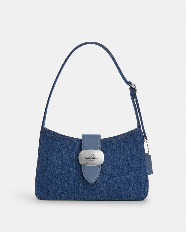 Eliza Shoulder Bag In Signature Denim Denim-Silver-Indigo Denim-Silver-Indigo