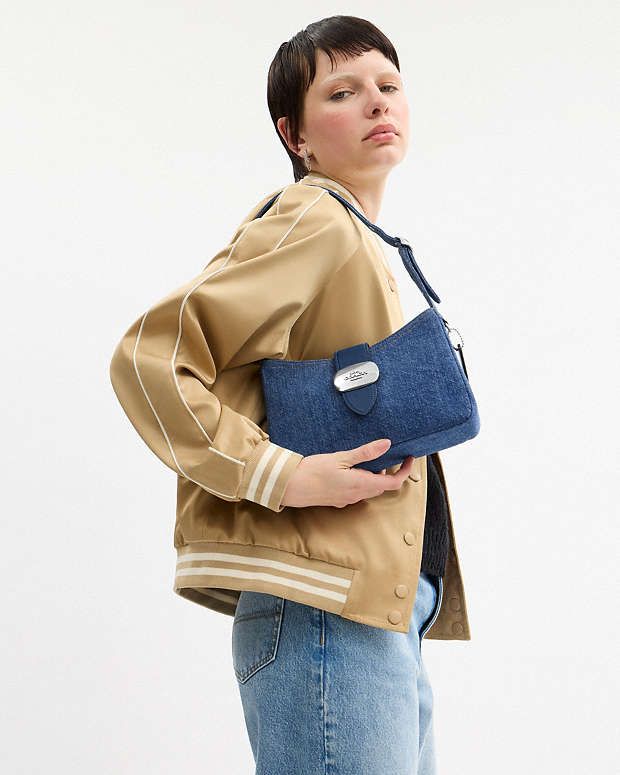 Eliza Shoulder Bag In Signature Denim Denim-Silver-Indigo Denim-Silver-Indigo