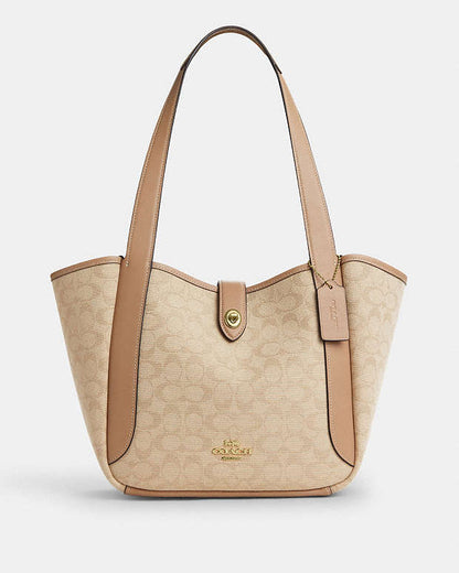 Hadley Turnlock Tote Bag With Signature Canvas Signature Canvas-Im-Dark Natural Multi Signature Canvas-Im-Dark Natural Multi