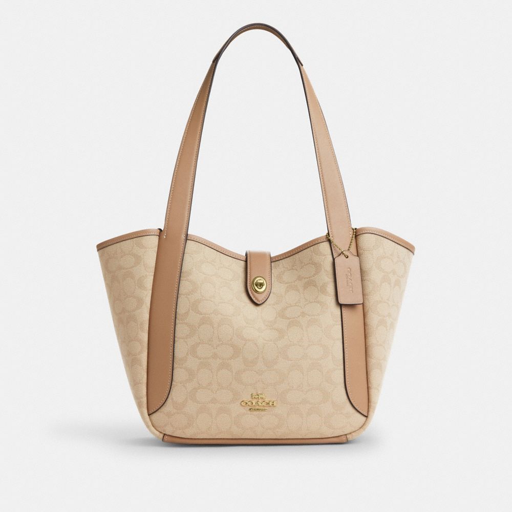 Hadley Turnlock Tote Bag With Signature Canvas Signature Canvas-Im-Dark Natural Multi Signature Canvas-Im-Dark Natural Multi